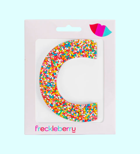 Belgian chocolate letter A 40g with rainbow sprinkles
