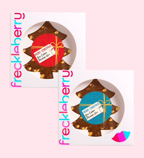 Christmas Personalised Giant Chocolate Tree - Merry Christmas Present and Text