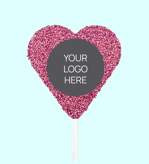 Corporate Personalised Chocolate Heart Freckle Pop - Logo/Graphic Upload - Purple Freckle