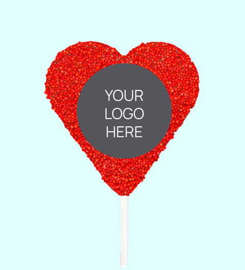 Corporate Personalised Chocolate Heart Freckle Pop - Logo/Graphic Upload - Red Freckle