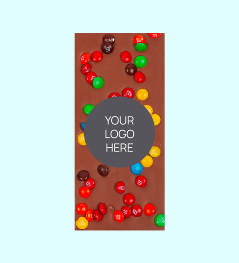 Corporate Personalised Gourmet Chocolate Block - Logo/Graphic Label - Mini M'&M's Block