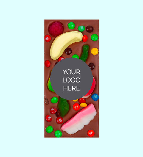 Corporate Personalised Gourmet Chocolate Block - Logo/Graphic Label - Party Mix Block