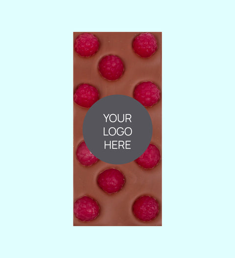 Corporate Personalised Gourmet Chocolate Block - Logo/Graphic Label - Raspberry Block