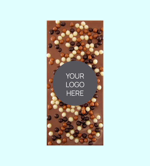 Corporate Personalised Gourmet Chocolate Block - Logo/Graphic Label - Triple Choc Crunch Block