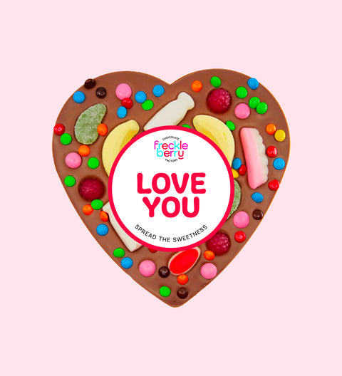 Freckleberry - Giant Heart Lolly Pizza - Love You - Milk Chocolate - No Box