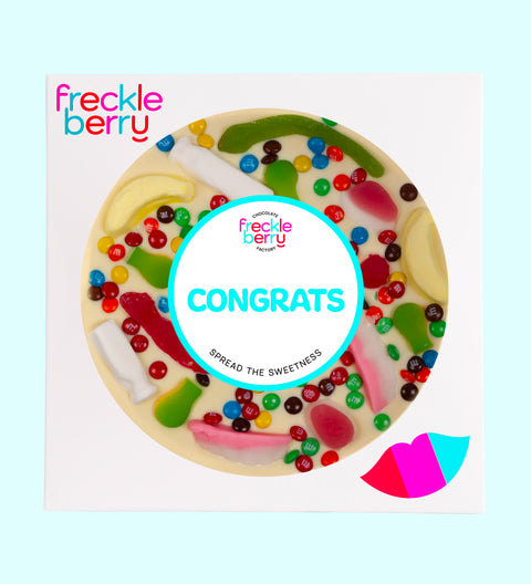 Freckleberry - Giant Lolly Pizza - Congrats - White Chocolate - Box