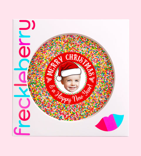 Personalised Christmas 220g Giant Freckle - Santa Hat - Merry Christmas + Your Text Here - Sample2
