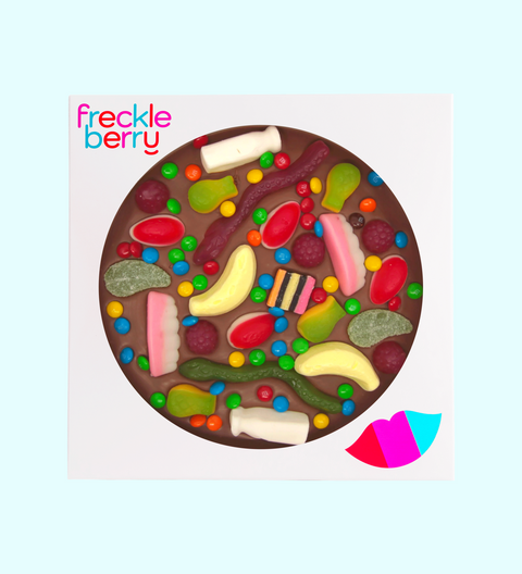Giant izza with lollies and Belgian chocoalte. Perfect gift and for events