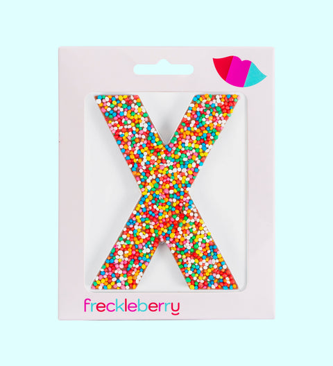 Freckle chocolate letter X in milk white or dark