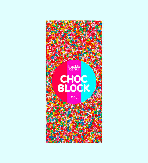 Belgian freckle chocolate block in milk, dark and white