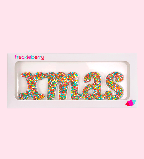 Christmas gift chocolate word xmas
