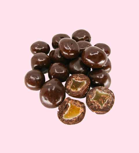 Bite-size dark chocolate coated ginger pieces