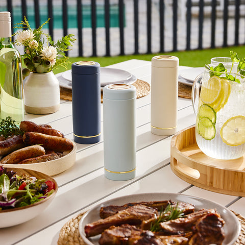 Stylish sauce condiments bottles for dining table, table decor, restaurants, cafes.