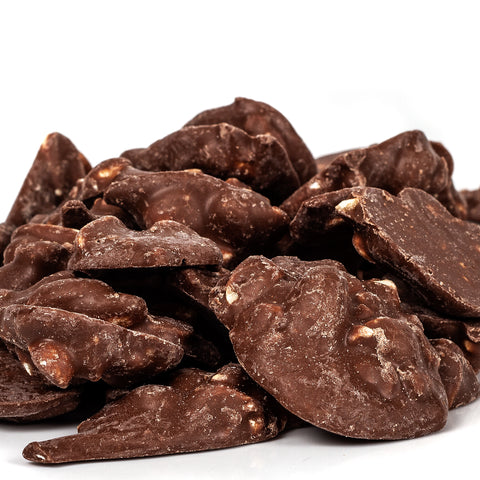 Close-up of chocolate with crushed peanut pieces