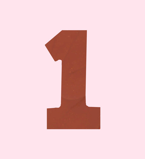 Milk chocolate number 1: Milk chocolate number 1 with rainbow freckles, handcrafted from smooth Belgian chocolate