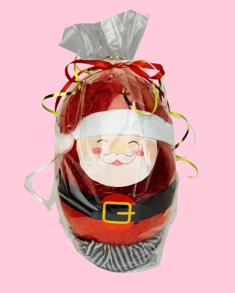 A luxurious Belgian milk chocolate egg wrapped in red foil packaging, perfect for an indulgent and show-stopping Christmas gift.