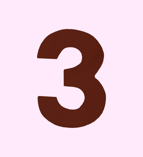 Dark chocolate number 3: Dark chocolate number 3 with rainbow freckles, rich Belgian chocolate with a bold look