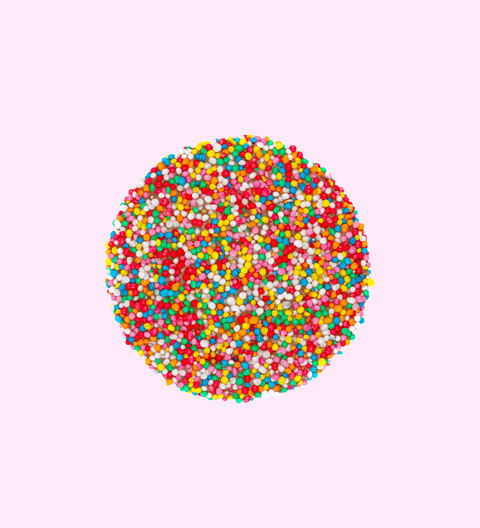 Creamy Belgian chocolate (in 3 variants - milk, dark or white) covered with multi freckles/sprinkles.
