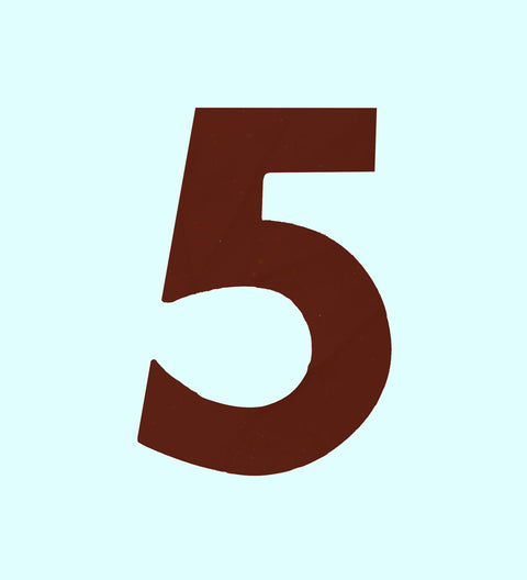 Dark chocolate number 5: Dark chocolate number 5 with rainbow freckles, rich Belgian chocolate with a bold look