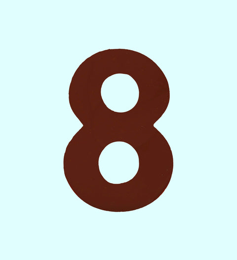 Dark chocolate number 8: Dark chocolate number 8 with rainbow freckles, rich Belgian chocolate with a bold look