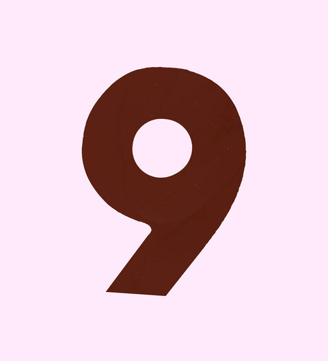 Dark chocolate number 9: Dark chocolate number 9 with rainbow freckles, rich Belgian chocolate with a bold look