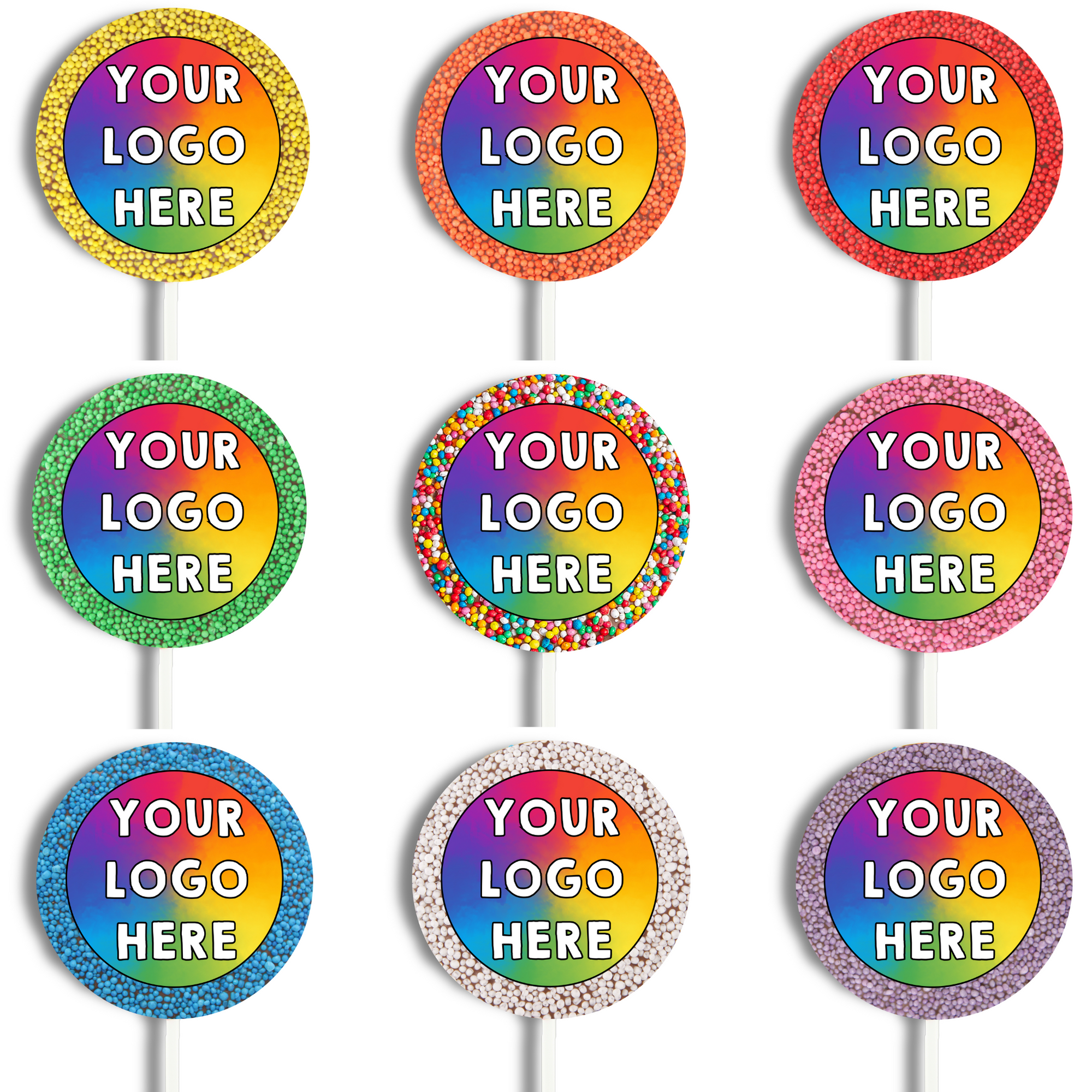 Corporate Personalised Chocolate Round Freckle Pop - Logo/Graphic Upload