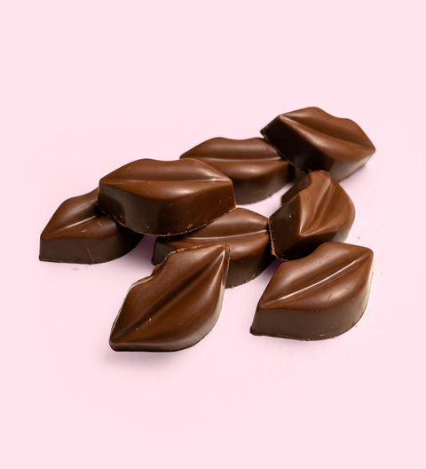 Premium Belgian chocolate lips filled with smooth gooey caramel. The perfect gift for someone special or a delicious treat for yourself. 