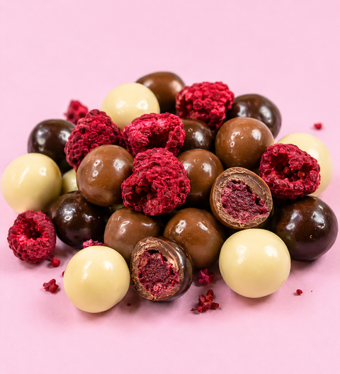 Mixed Chocolate Coated Freeze Dried Raspberries