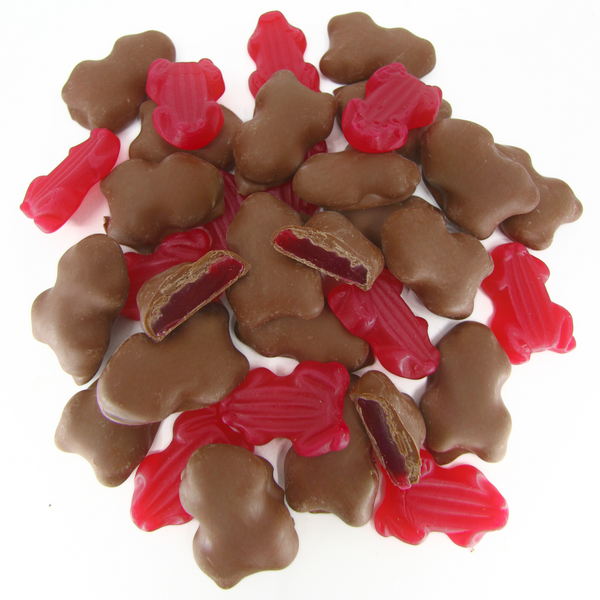 260g Chocolate Coated Raspberry Frogs Freckleberry Chocolate Factory
