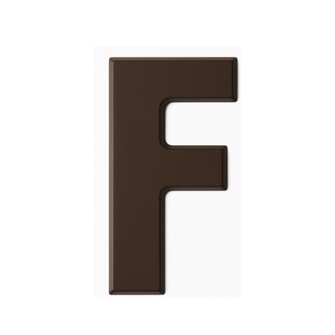 Premium plain Belgian dark chocolate letter "F" – a fun and tasty treat perfect for personalising any occasion.