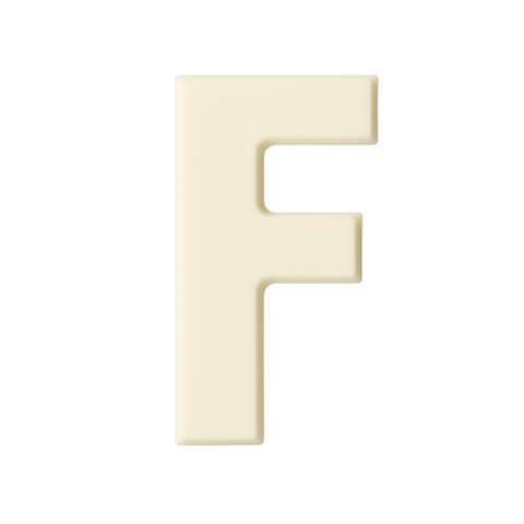 Premium plain Belgian white chocolate letter "F" – a fun and tasty treat perfect for personalising any occasion.