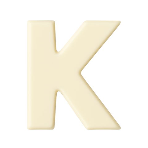 Premium plain Belgian white chocolate letter "K" – a fun and tasty treat perfect for personalising any occasion.