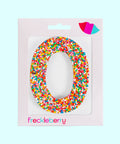 Premium Belgian chocolate letter "O" topped with colourful sprinkles – a fun and tasty treat perfect for personalising any occasion.