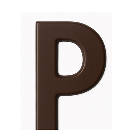 Premium plain Belgian dark chocolate letter "P" – a fun and tasty treat perfect for personalising any occasion.