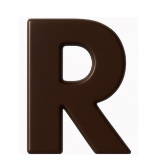 Premium plain Belgian dark chocolate letter "R" – a fun and tasty treat perfect for personalising any occasion.