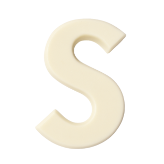 Premium plain Belgian white chocolate letter "S" – a fun and tasty treat perfect for personalising any occasion.