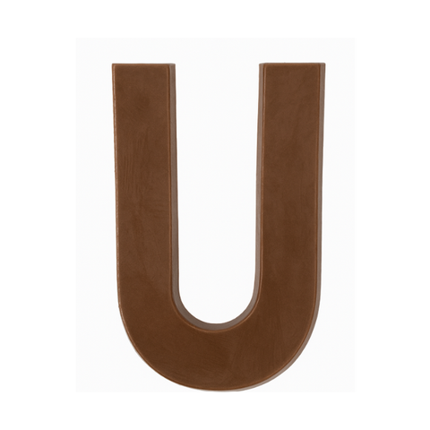 Premium plain Belgian milk chocolate letter "U" – a fun and tasty treat perfect for personalising any occasion.