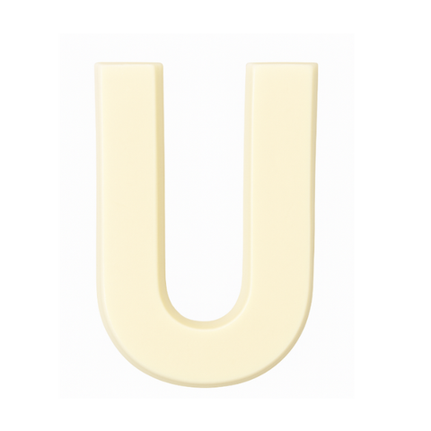 Premium plain Belgian white chocolate letter "U" – a fun and tasty treat perfect for personalising any occasion.