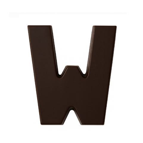 Premium plain Belgian dark chocolate letter "W" – a fun and tasty treat perfect for personalising any occasion.