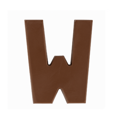 Premium plain Belgian milk chocolate letter "W" – a fun and tasty treat perfect for personalising any occasion.