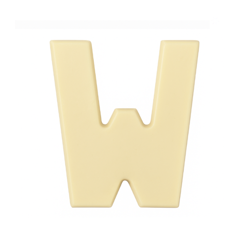 Premium plain Belgian white chocolate letter "W" – a fun and tasty treat perfect for personalising any occasion.