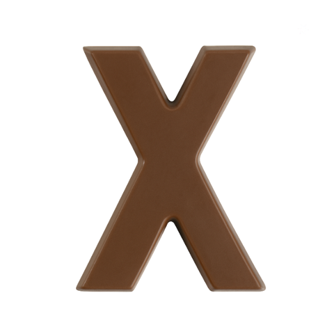 Premium plain Belgian milk chocolate letter "X" – a fun and tasty treat perfect for personalising any occasion.