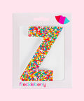 Premium Belgian chocolate letter "Z" topped with colourful sprinkles – a fun and tasty treat perfect for personalising any occasion.