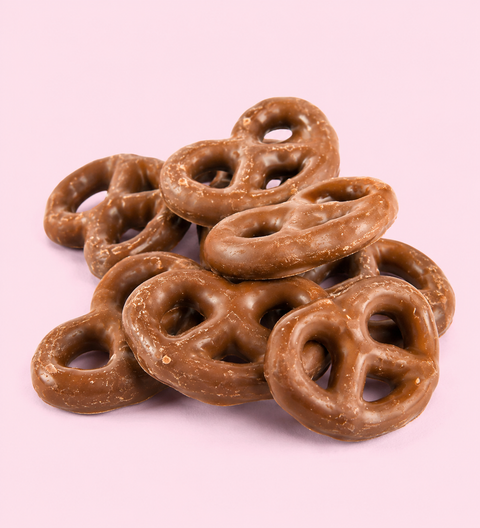Chocolate coated salty pretzels