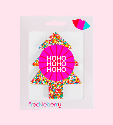 Premium Belgian chocolate topped with multi sprinkles finished with a festive HoHoHo design/label – perfect for gifting or sharing.