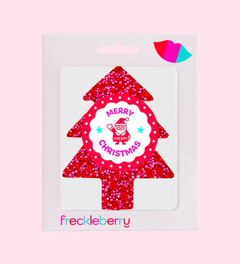 Premium Belgian chocolate (available in 3 variants - dark, milk or white) topped with red & pink sprinkles. Finished with a festive "Merry Christmas - Santa" label/design – perfect for gifting or sharing.