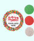 Premium Belgian chocolate (available in 3 variants - milk, dark or white) in red, white, green or multi sprinkles with Merry Christmas design/label - can be personalised with your logo. Perfect for gifting, staff treats and corporate orders.