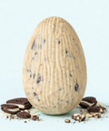 Cookies and cream Easter egg made with Belgian white chocolate and crunchy cookie pieces, 130g