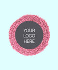 Creamy Belgian milk chocolate with colourful pink sprinkles, customised with your logo or graphic upload for perfect corporate gifts.