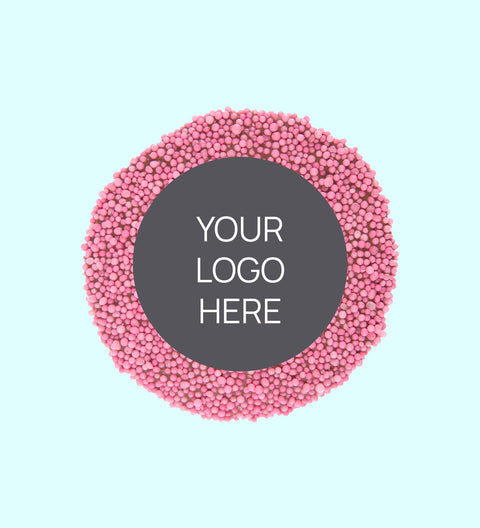 Corporate Personalised 40g Single Chocolate Freckle - Logo/Graphic Upload - Pink Freckle